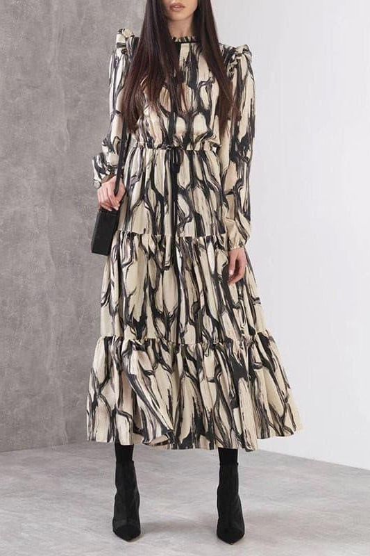 Ruffled personalized print dress