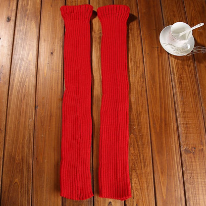 Thick Knit Warm Red Christmas Leg Warmers
