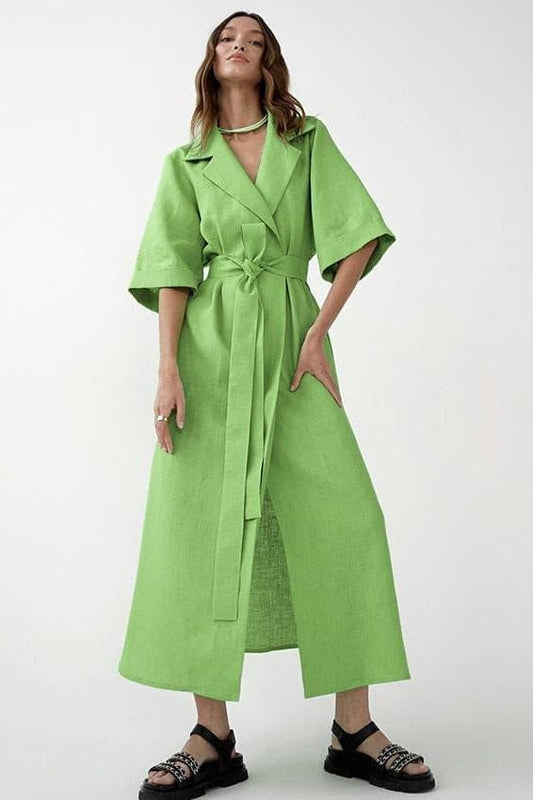 Cotton and linen long skirt A-line maxi dress