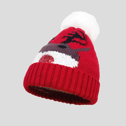 Knitted Santa Reindeer Beanie Christmas Hat