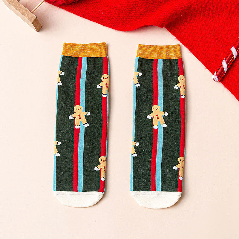 Red Mid Calf Casual Christmas Socks