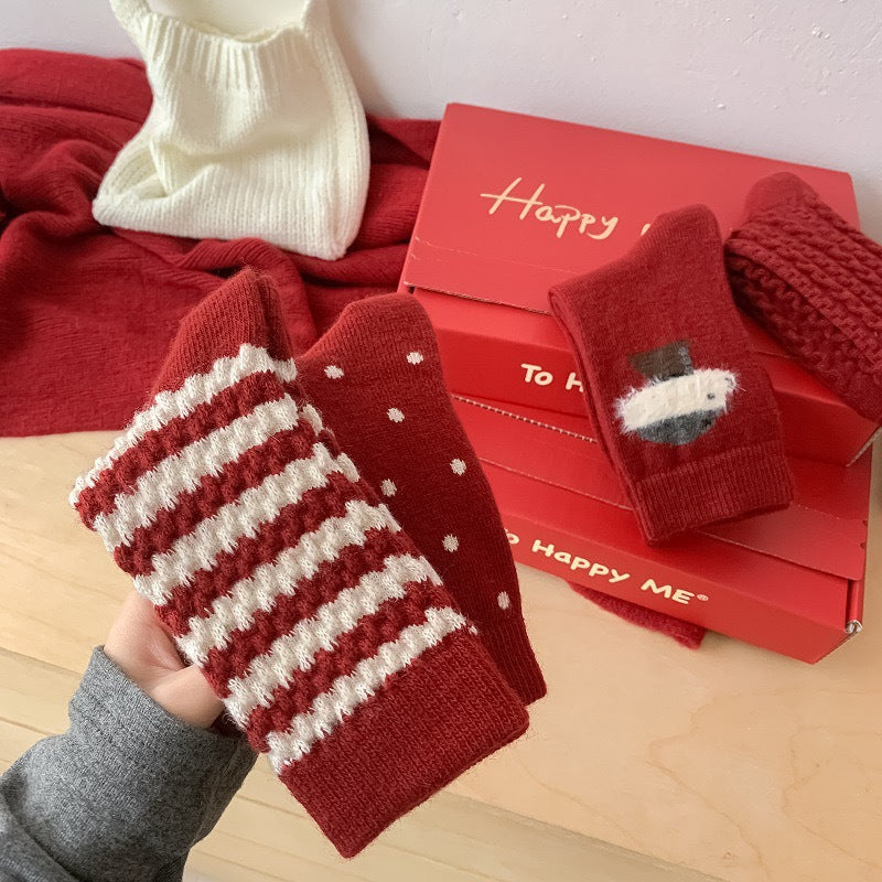 Mid Calf Warm Simple Christmas Socks
