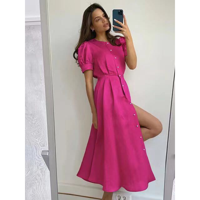 Short-Sleeved A-Line Dress