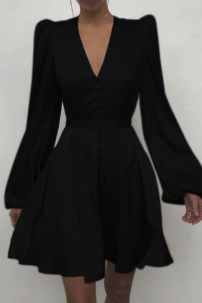 Satin V-neck Slim Dress