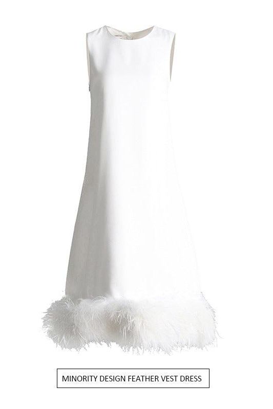 Sleeveless bandage hem stitching feather dress