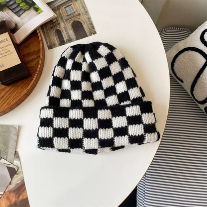 Checkered Knit Christmas Hat