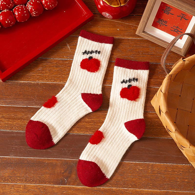 Thick Warm Wool Cute Fleece Lined Mid Calf Christmas Socks