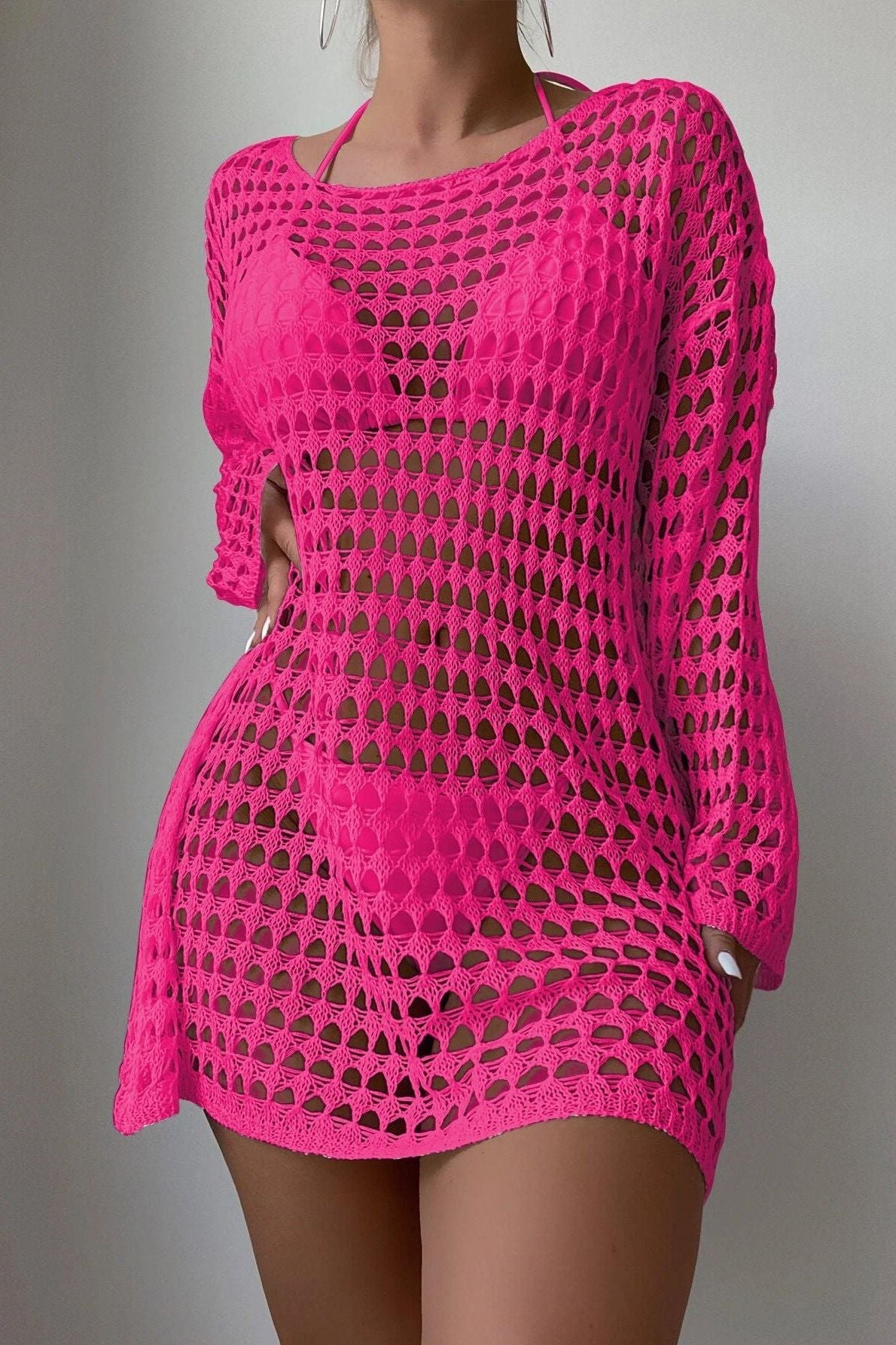 Bikini Cover-up Mesh Hollow Knitted dress