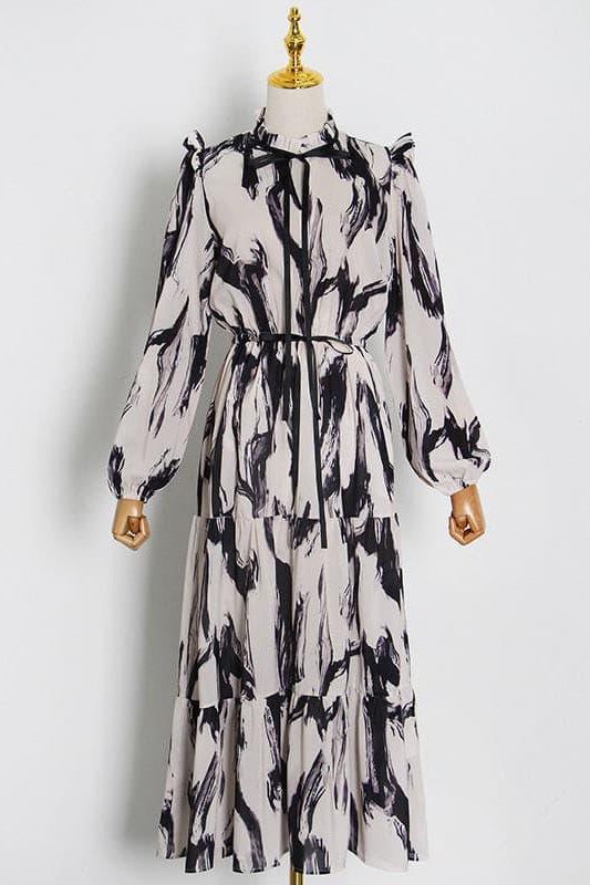 Ruffled personalized print dress