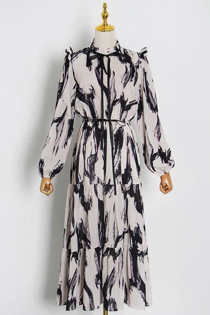 Ruffled personalized print dress