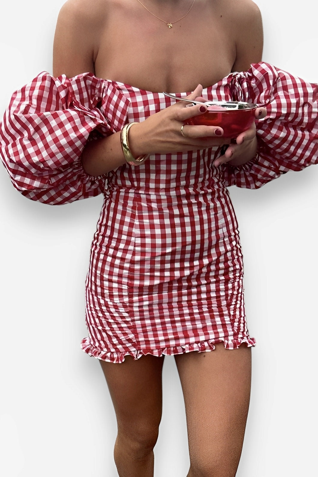 Plaid Puff Sleeve Dress