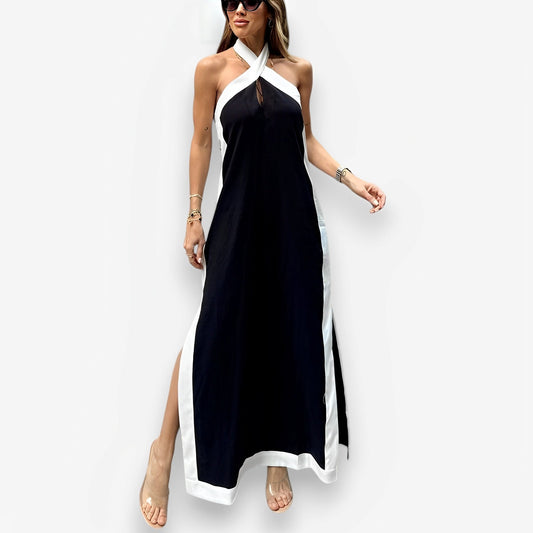 Backless Halter Neck Split Dress