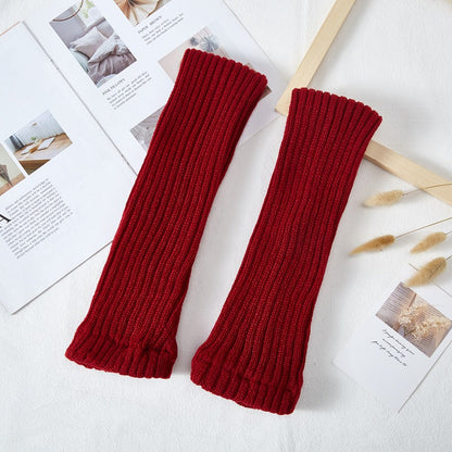 Thick Knit Warm Red Christmas Leg Warmers