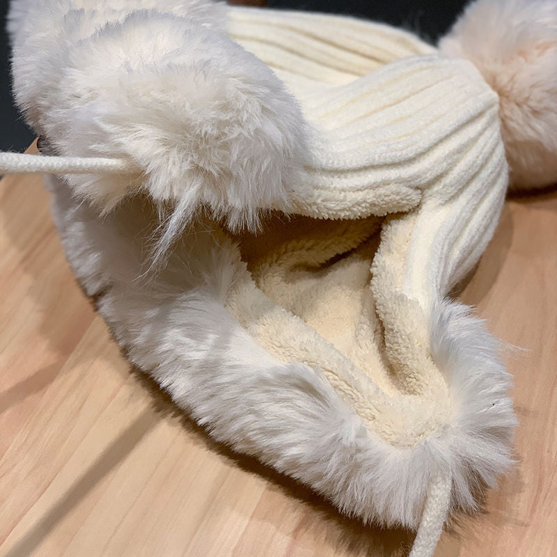 Reindeer Antler Pom Pom Earflap Christmas Hat