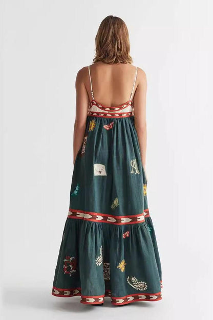 Printed Sleeveless Long Dress