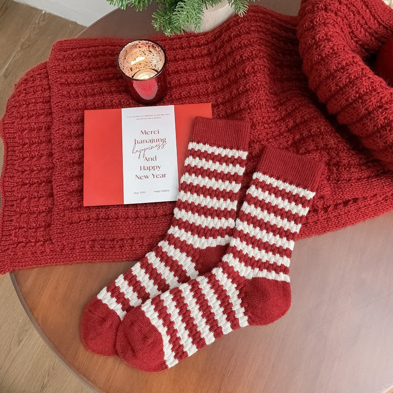 Mid Calf Warm Simple Christmas Socks
