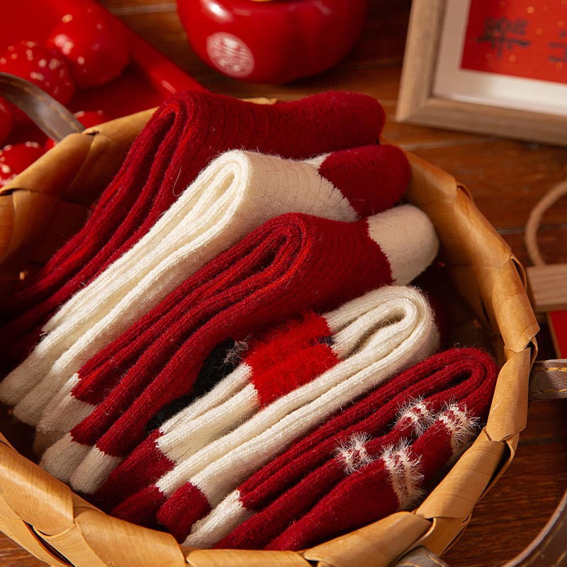 Thick Warm Wool Cute Fleece Lined Mid Calf Christmas Socks