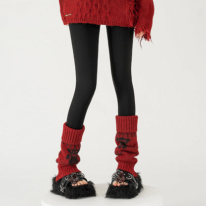 Wool Chunky Slouchy Sexy Red Christmas Leg Warmers