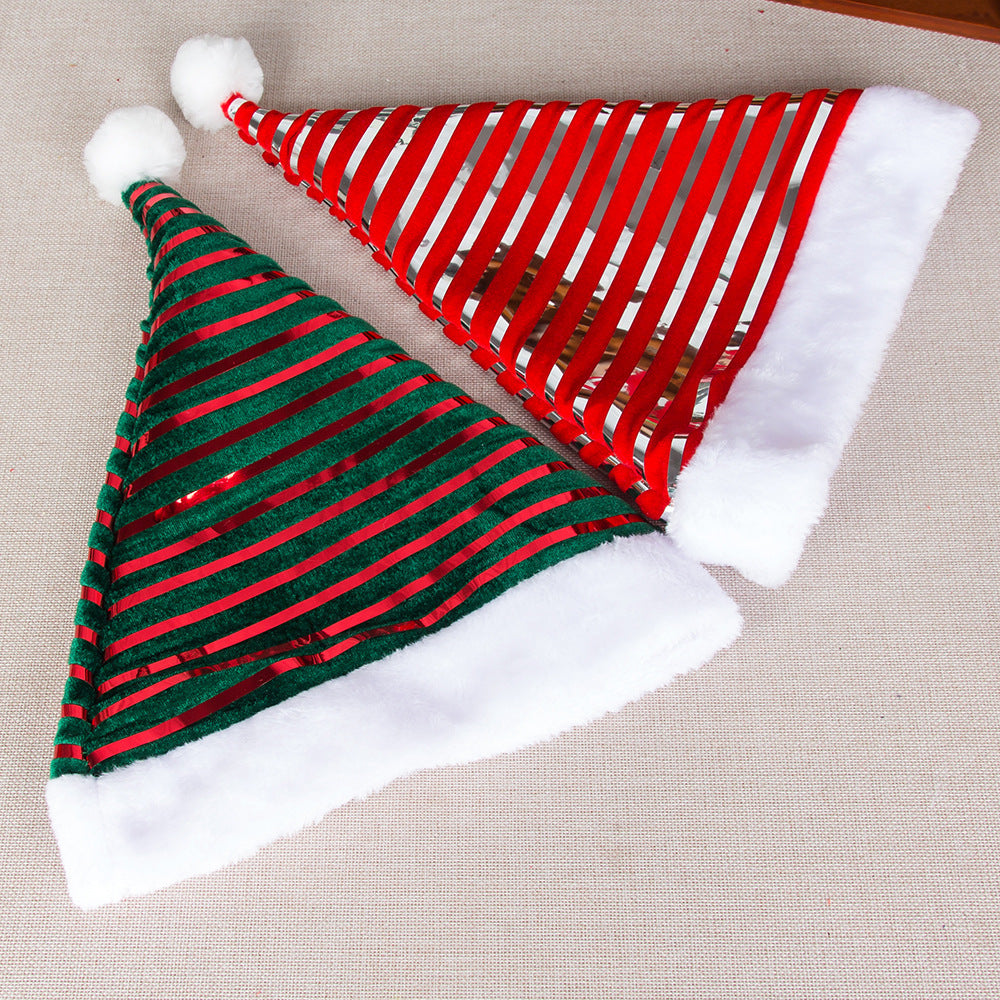 Metallic Velvet Striped Christmas Hat