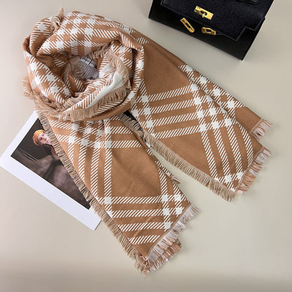 Classic Checkered Wool Blend Christmas Scarf