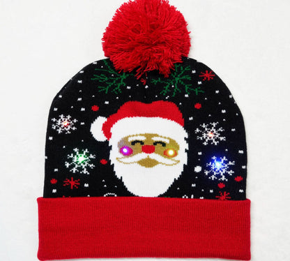 LED Snowflake Jacquard Christmas Hat