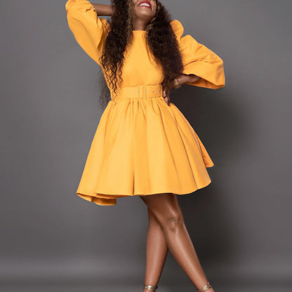 Puff Sleeve Waist Dress