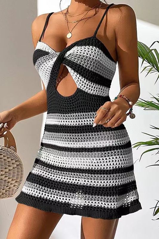 Striped Backless Cover dress
