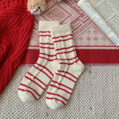 Wool Thick Warm Red Cute Christmas Socks