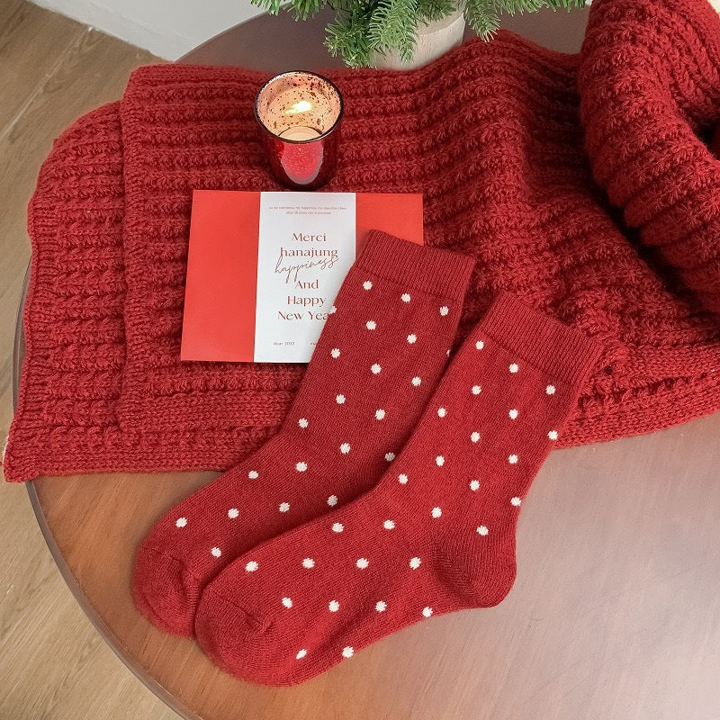 Mid Calf Warm Simple Christmas Socks