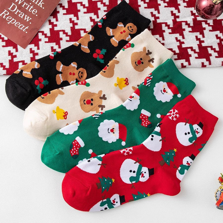 Cartoon Christmas Thick Warm Cute Crew Christmas Socks