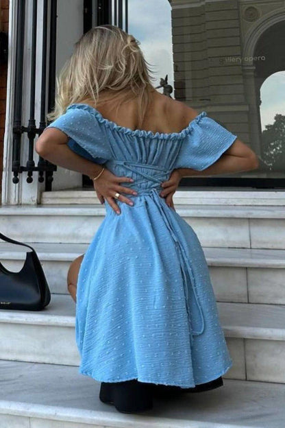 French Square Neck Chest Tie Dress