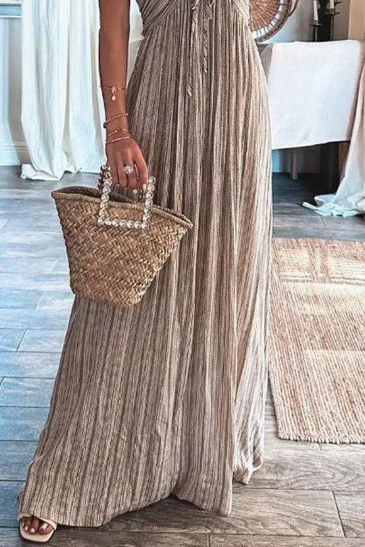 Backless U Neck Strap Long Dress