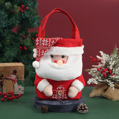 Christmas Fleece Drawstring Apple Gift Handheld Bag