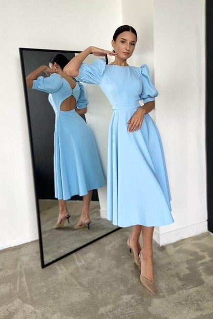 Backless high waist midi dress