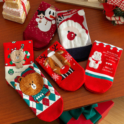 Cute Christmas Pattern Mid Calf Warm Christmas Socks