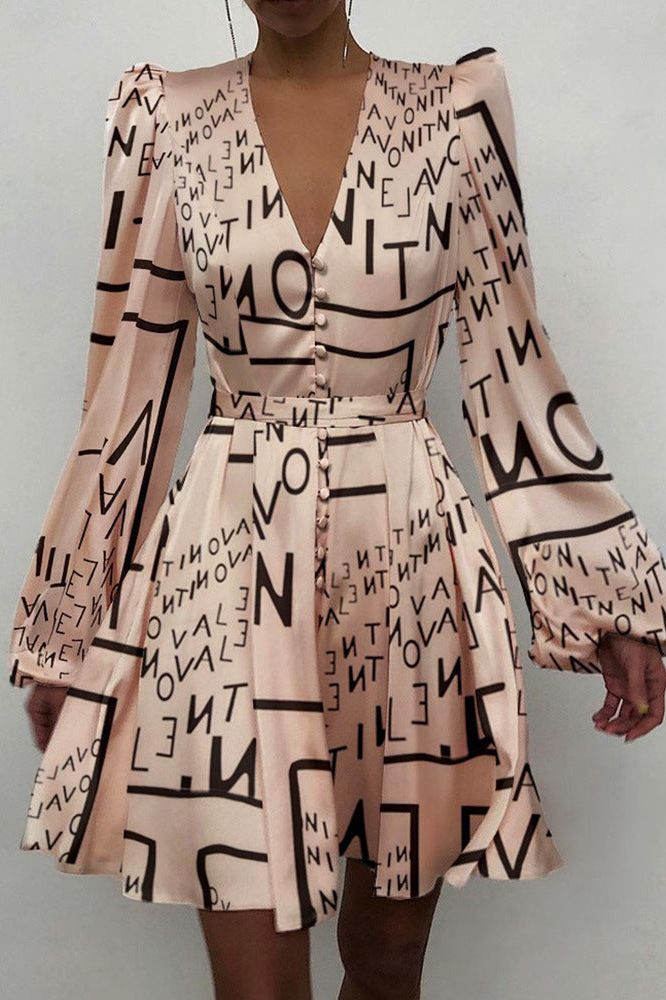 Satin V-neck Slim Dress