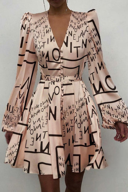 Satin V-neck Slim Dress