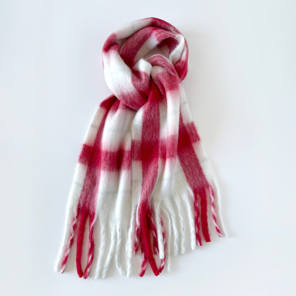 Plaid Mohair Blend Christmas Scarf