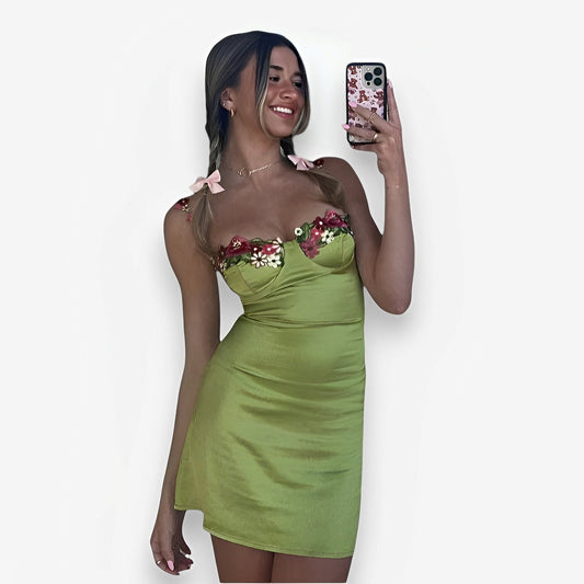 knitted lace suspender short dress