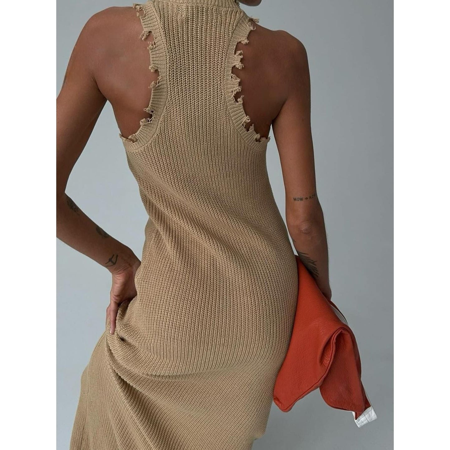 Suspender Sleeveless Ripped Long Dress