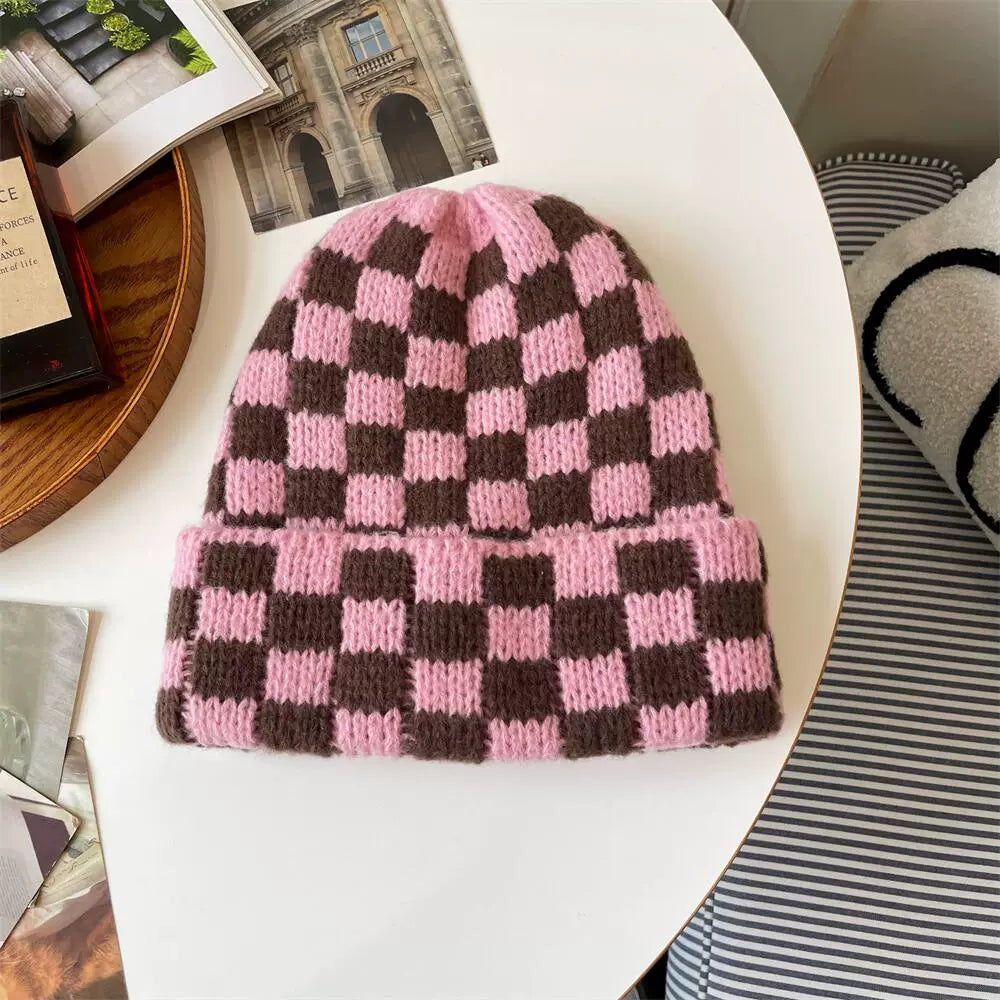 Checkered Knit Christmas Hat