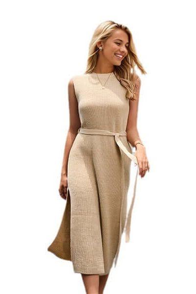 Neck Bottom Knitted A-Line dress
