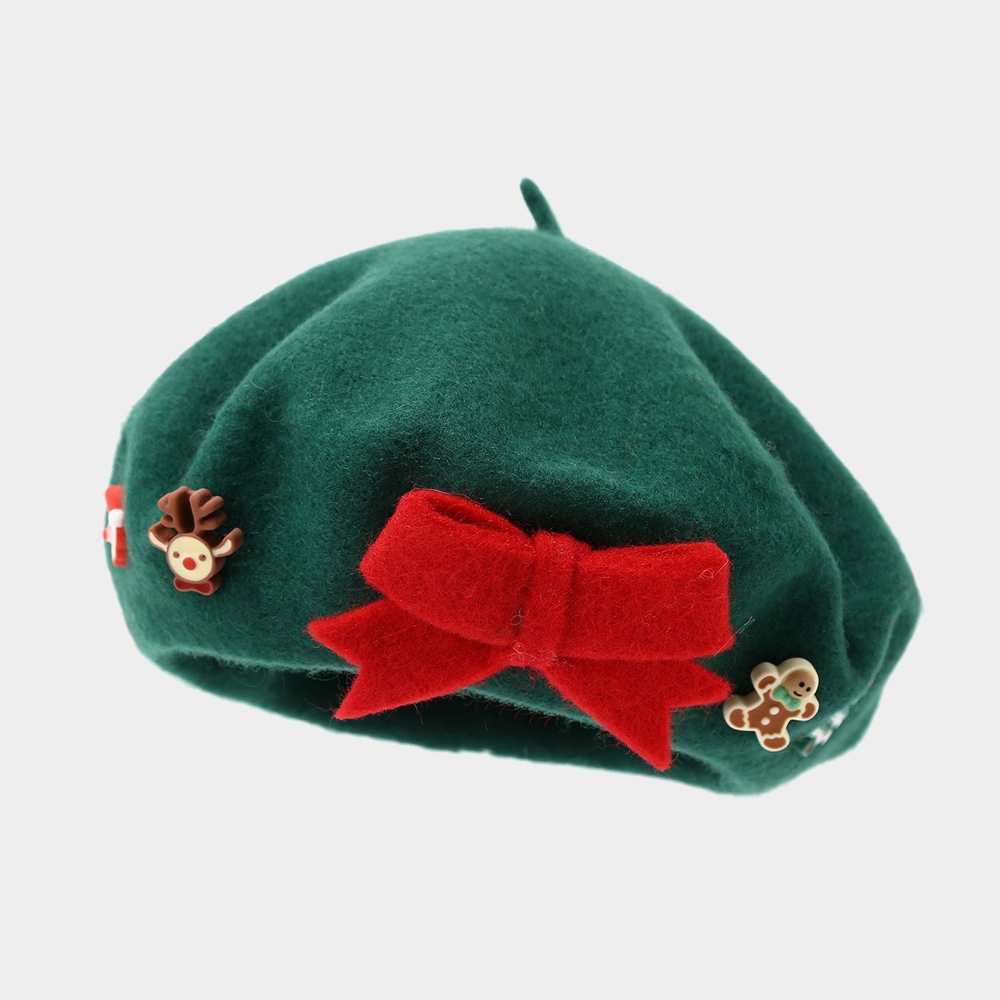 Wool Bow Beret Christmas Hat