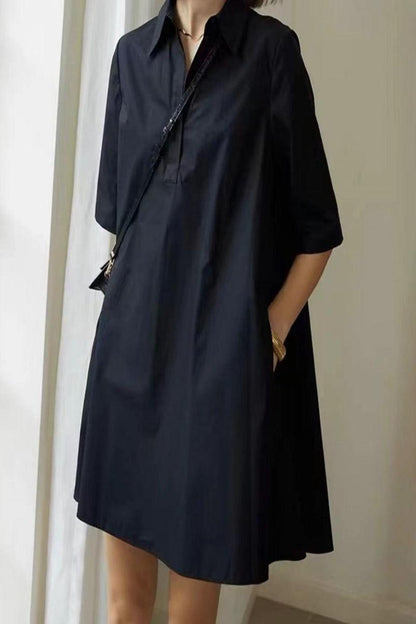Loose Sleeve A-Line Shirt Dress