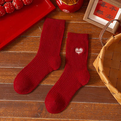 Thick Warm Wool Cute Fleece Lined Mid Calf Christmas Socks
