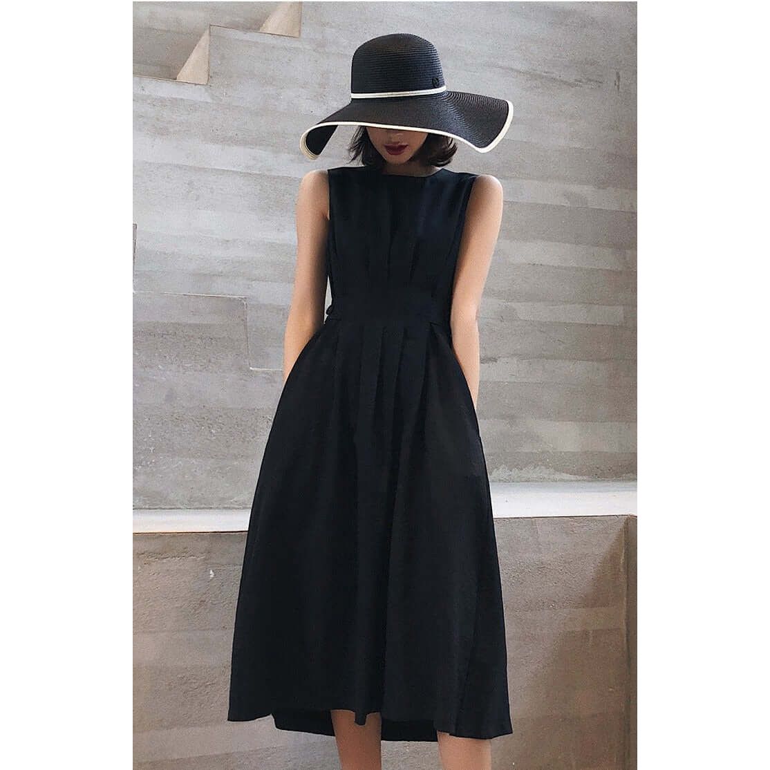 Sleeveless Vest Suspender Midi Dress