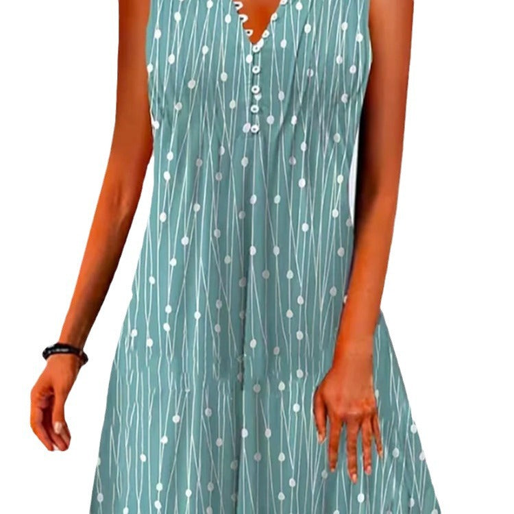 Floral Buttoned Sleeveless summer Dress