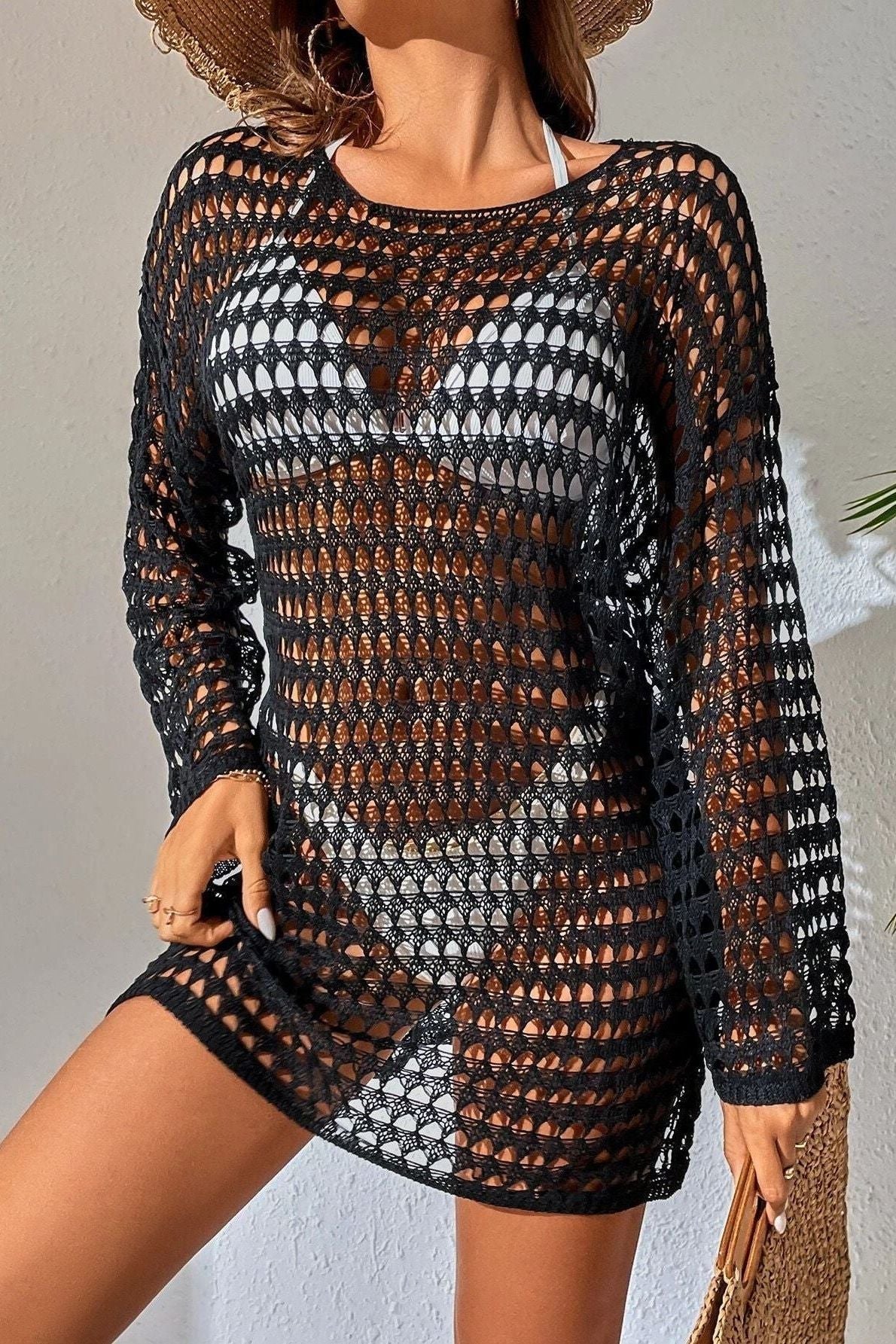 Bikini Cover-up Mesh Hollow Knitted dress