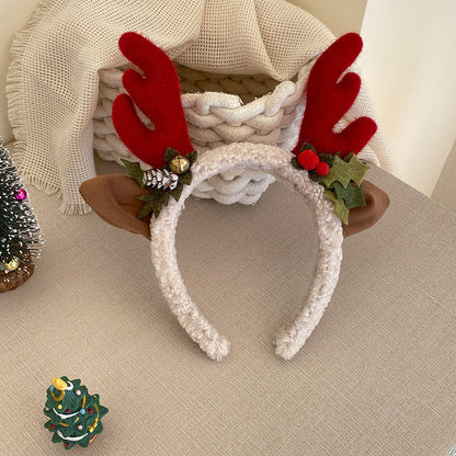 Plush Reindeer Antler Whimsical Festive Hair Accessory