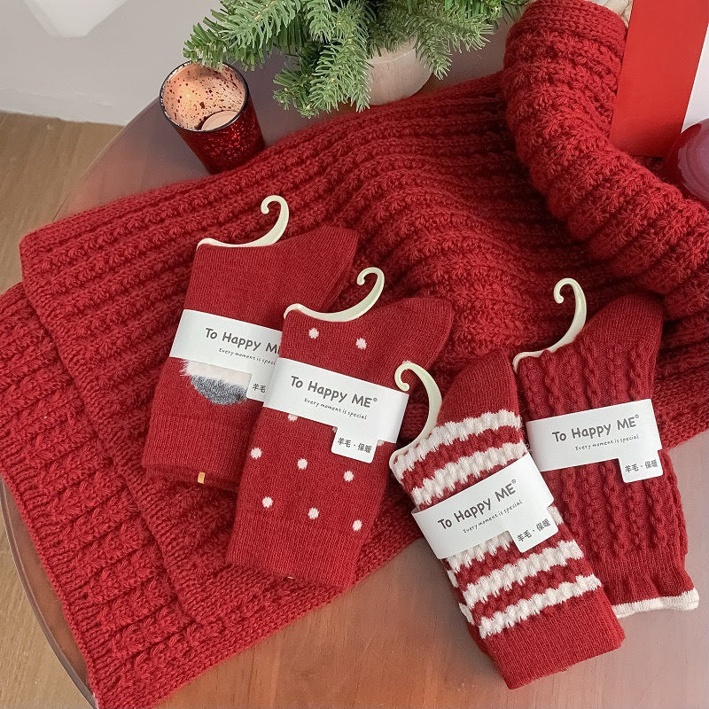 Mid Calf Warm Simple Christmas Socks